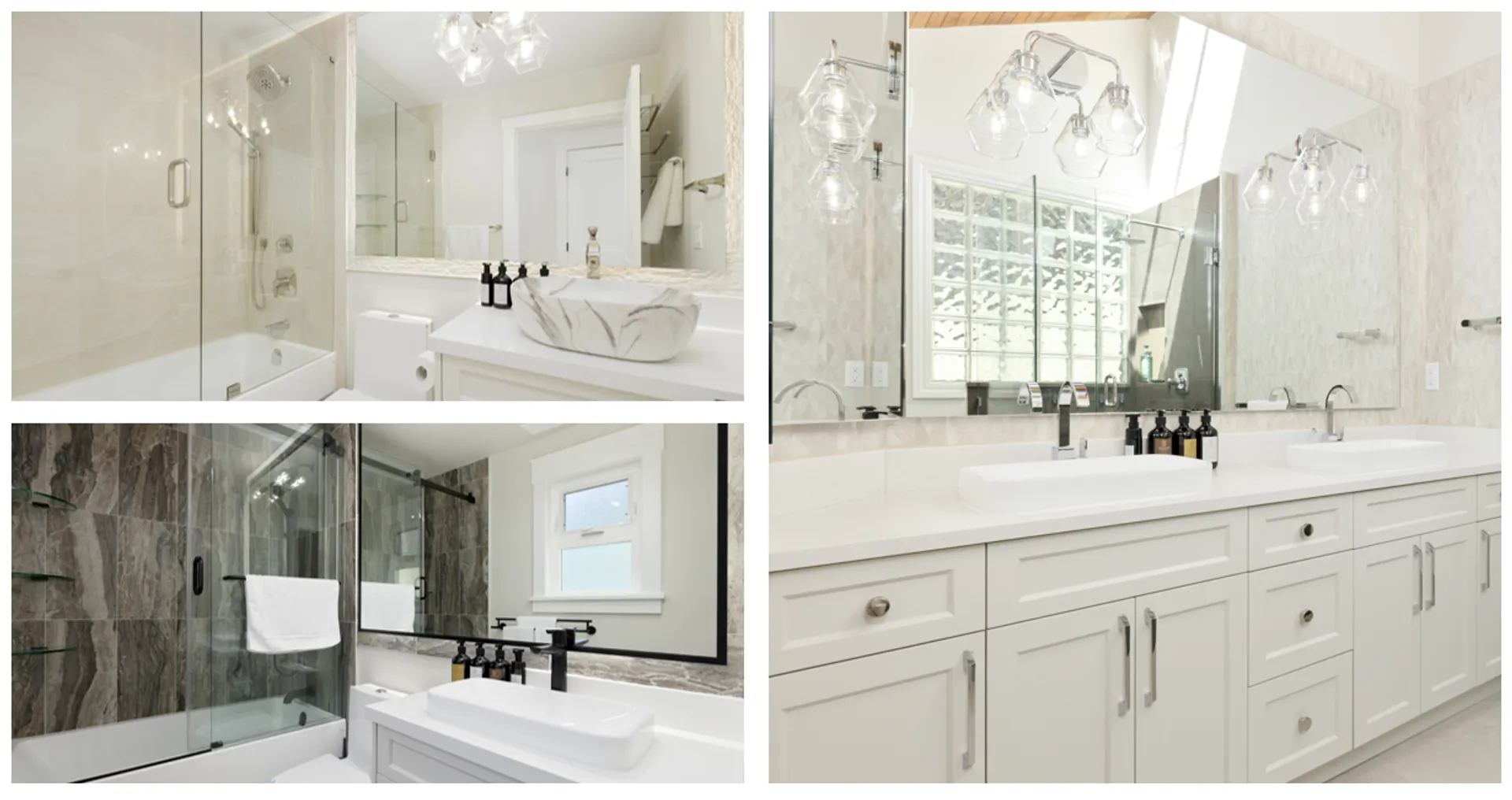 Bathrooms and bedrooms after renovation